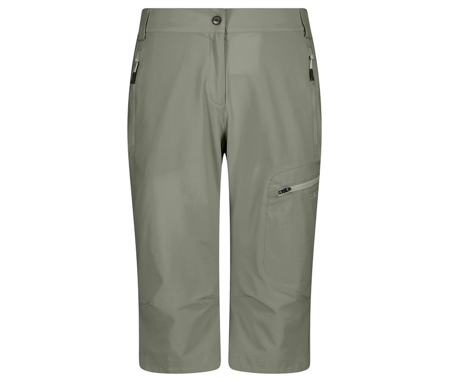 Šedé dámské capri kalhoty CMP ze strečového nylonu s kapsami na zip.