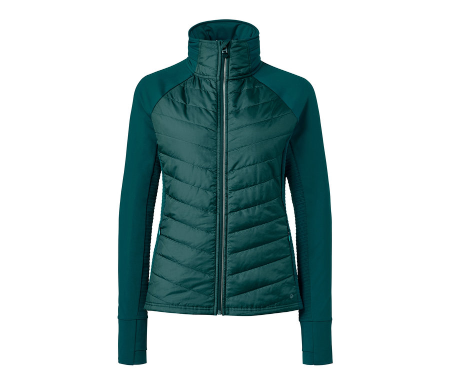 Zelená termobunda na běhání s kapucí.