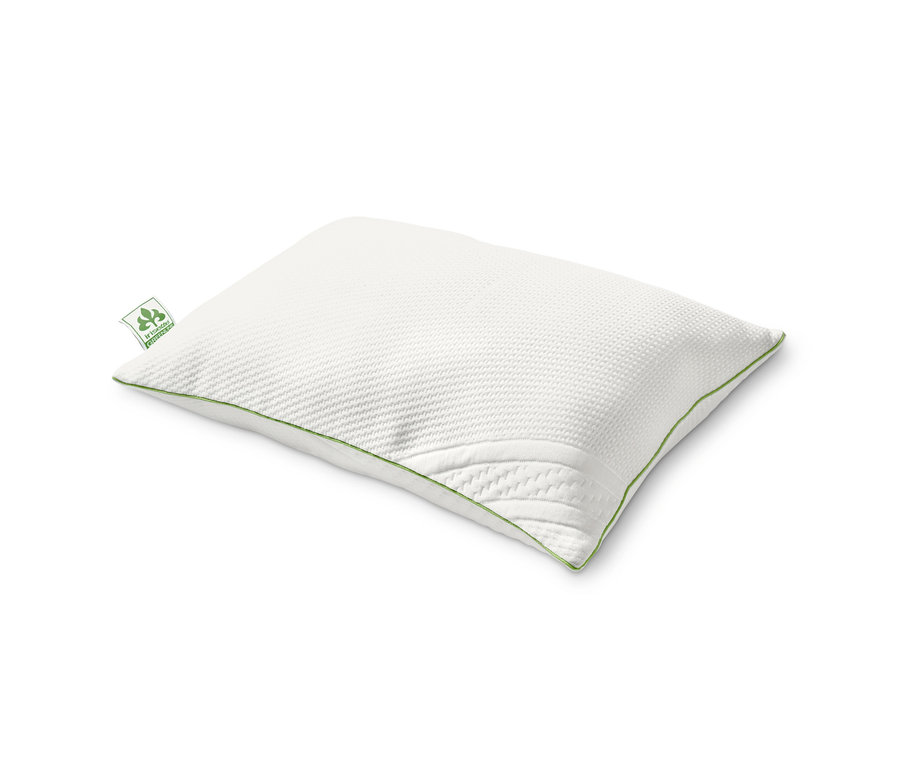 Bílý komfortní polštář irisette® greenline na bílém pozadí.