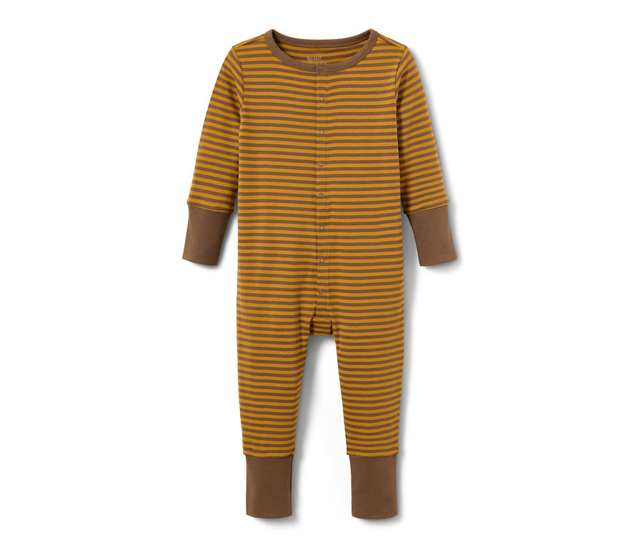 Proužkované pyžamo, 3 ks, žlutohnědé barvy.