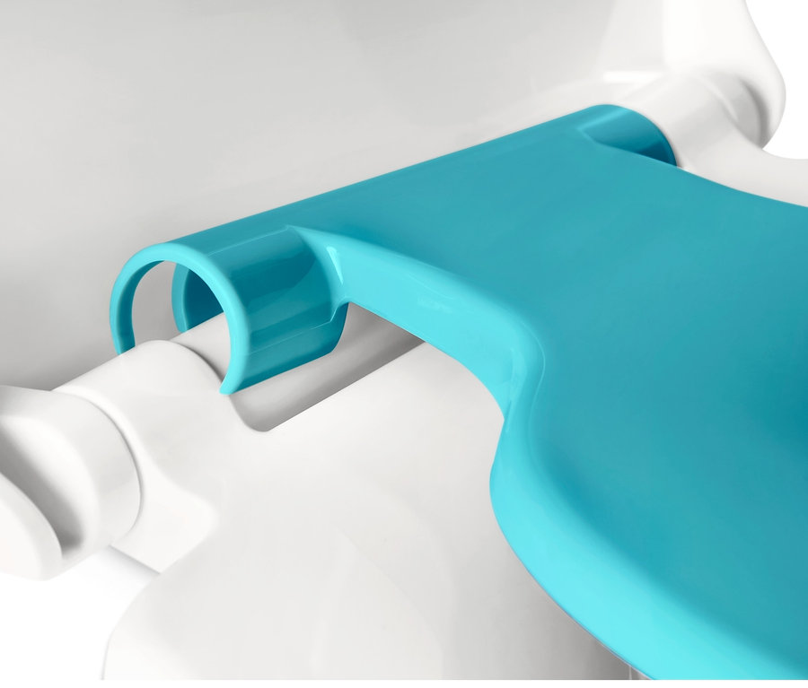 Detail WC sedátka Family s automatickým zavíráním, modré.