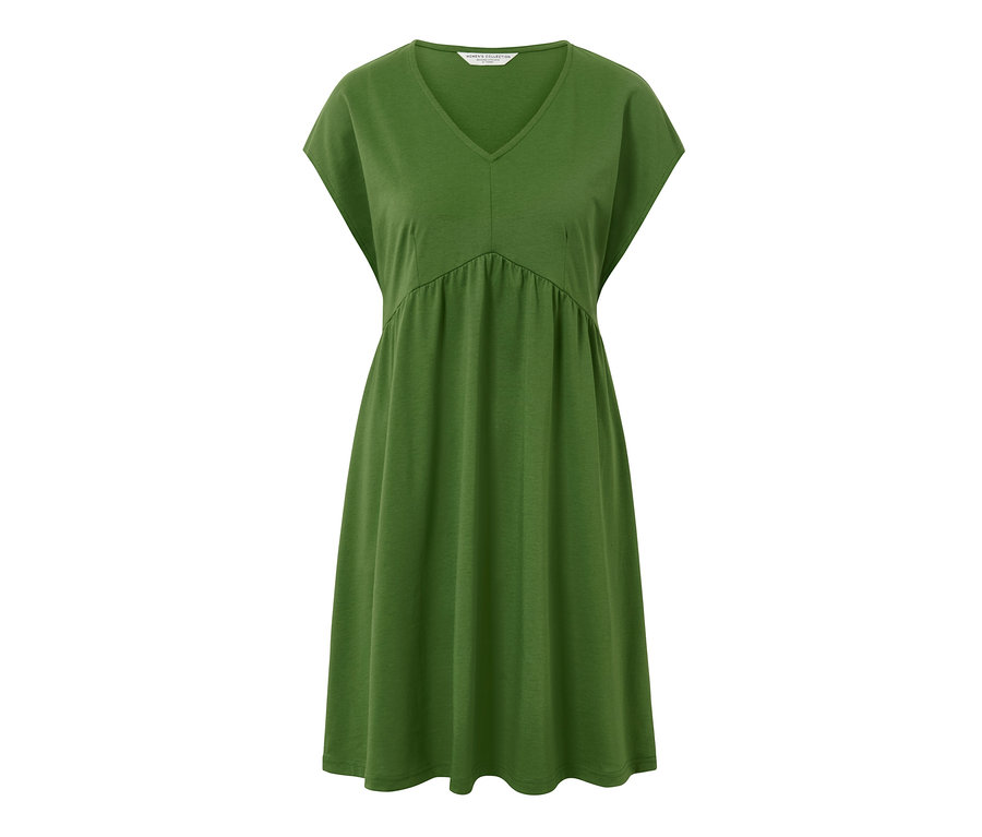 Zelené žerzejové šaty s výstřihem do V.
