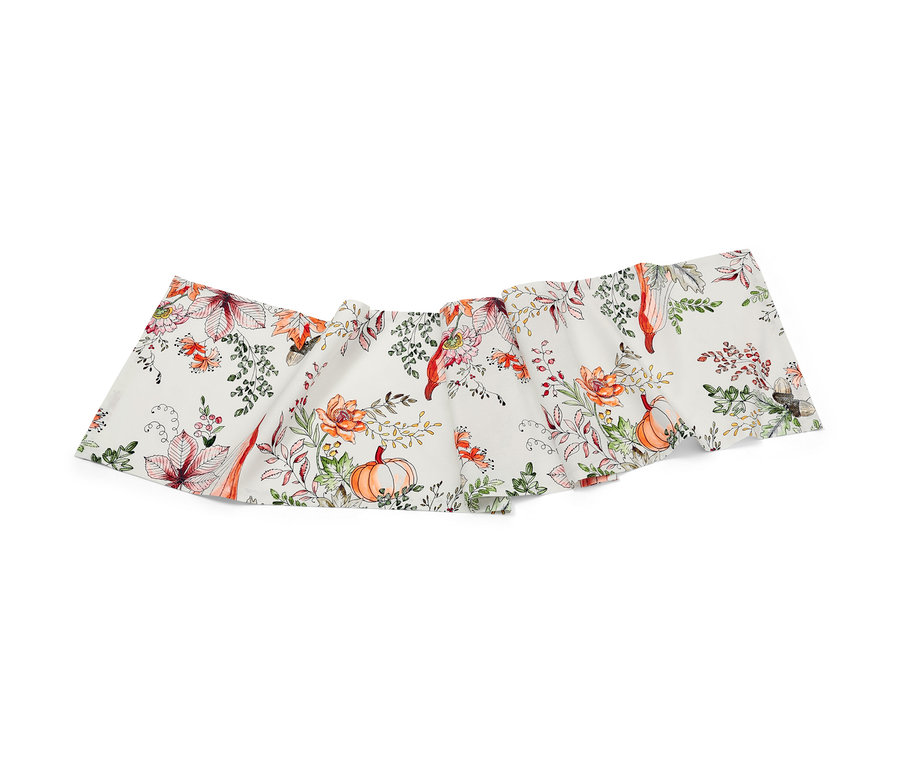 Běhoun na stůl s podzimním motivem dýní a listů.