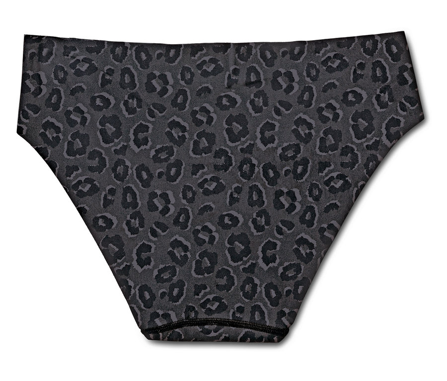 Spodní díl plavek s leopardím vzorem na bílém pozadí.