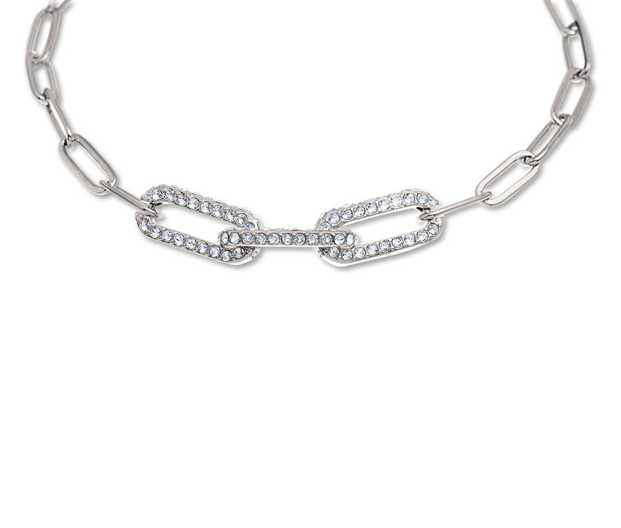 Detailní záběr na náramek »Paperlink« s křišťálovým zdobením.