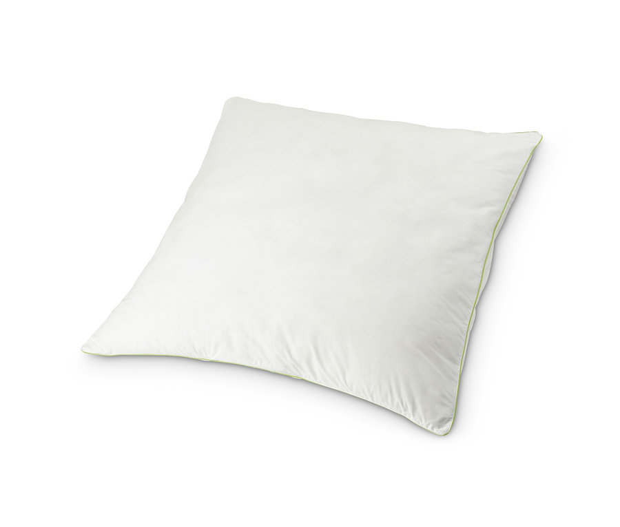Bílý péřový polštář irisette® greenline o rozměrech cca 80 x 80 cm.