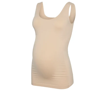 Detailní záběr na těhotenské tílko MAMALICIOUS MLHEAL TANK TOP NOOS A. v barvě mellow buff.