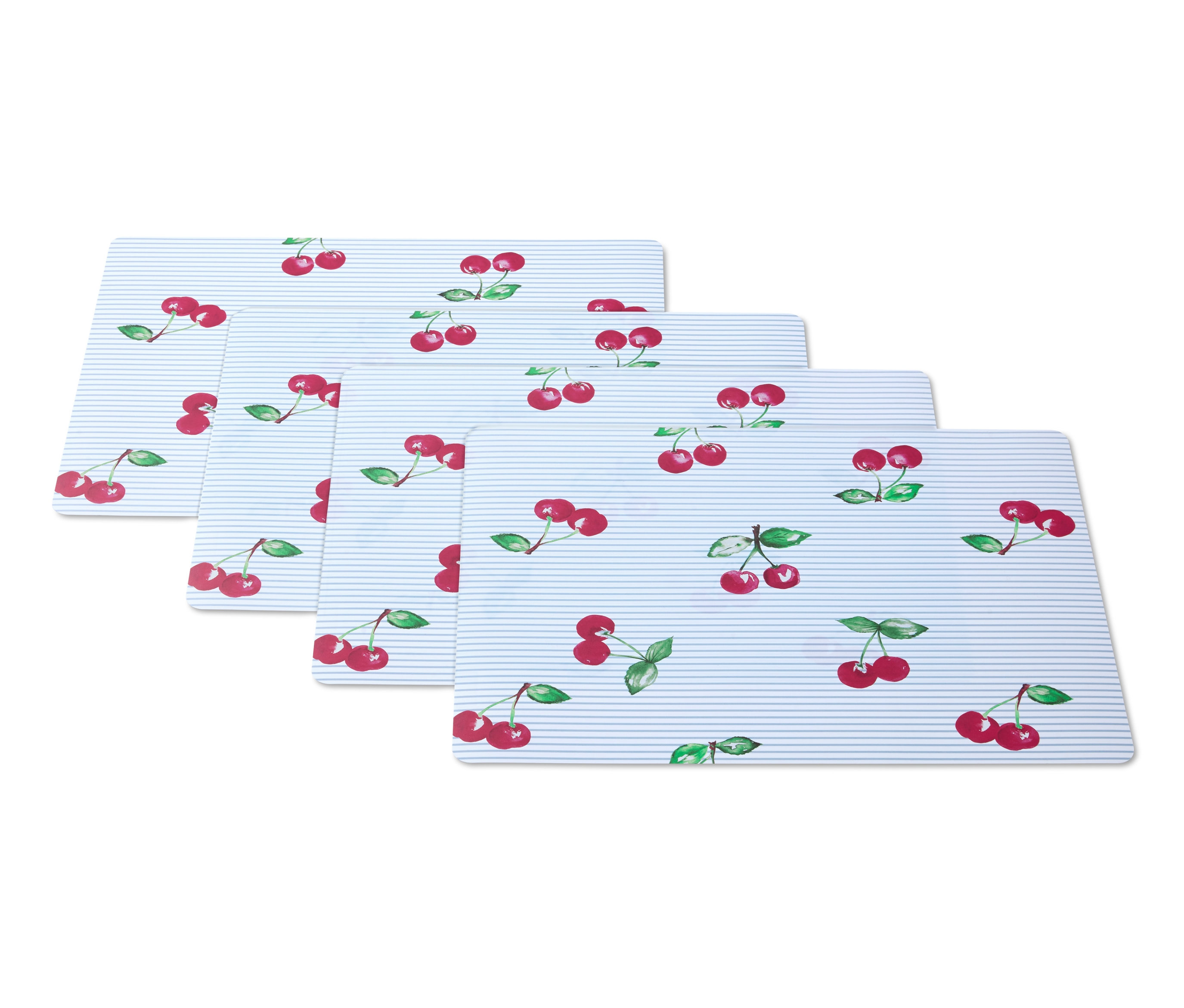 Čtyři prostírání s třešňovým vzorem.