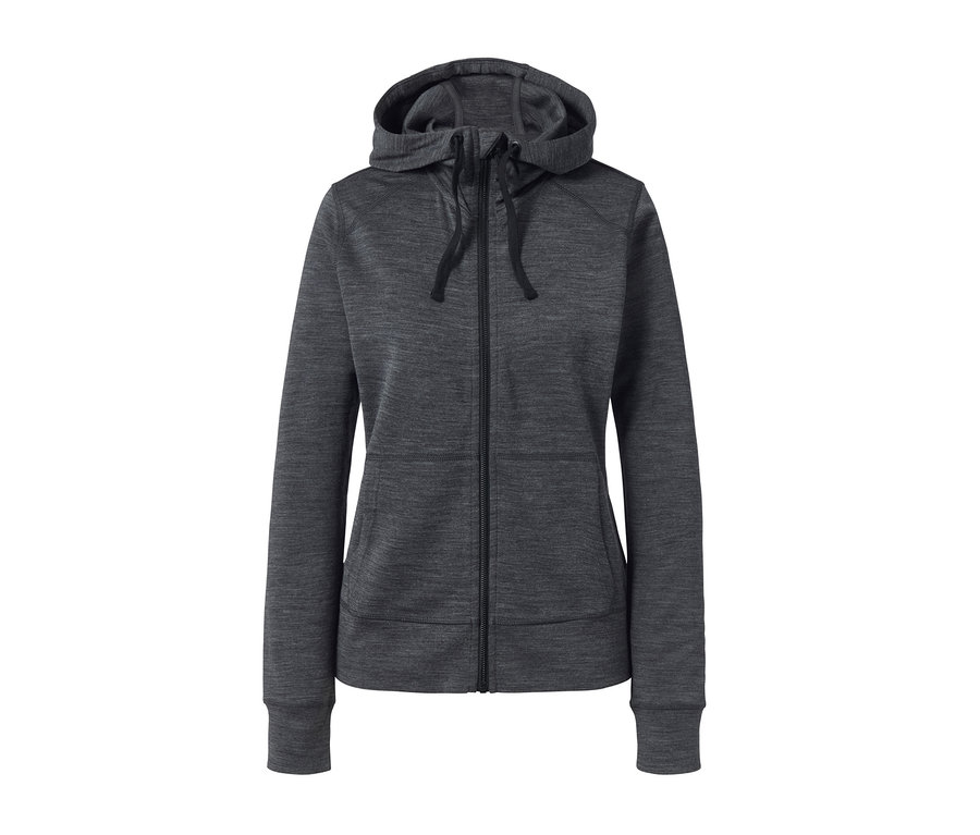 Tmavě šedá mikina s kapucí a zipem s vlnou merino.