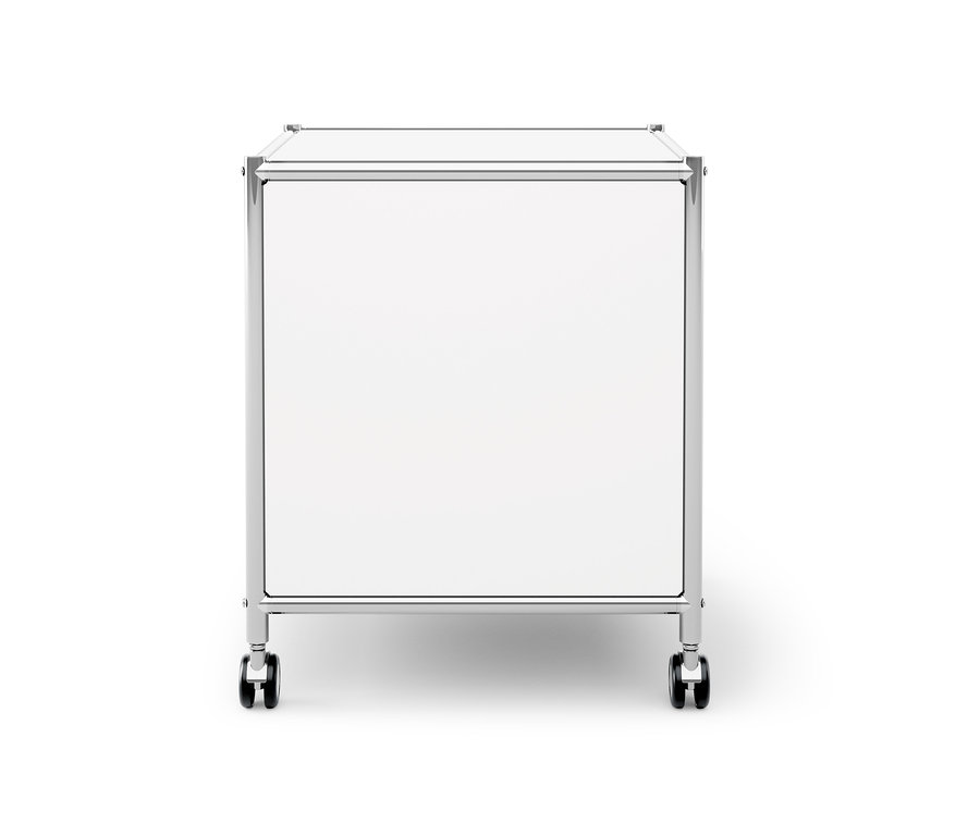 Bílý kovový odkládací stolek se zásuvkou CN3.