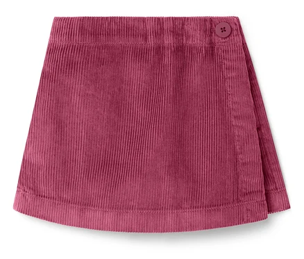 Vínová manšestrová sukně s knoflíkem.