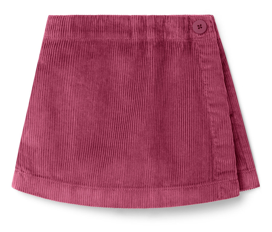 Vínová manšestrová sukně s knoflíkem.