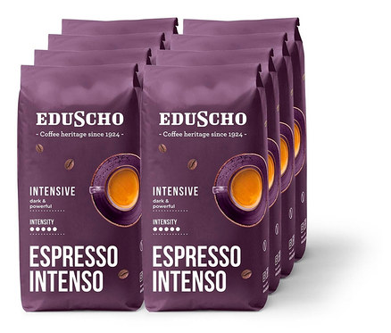 Osm balení zrnkové kávy Eduscho Espresso Intenso po 1 kg.