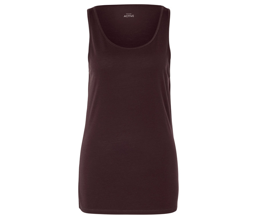 Tmavě fialové tílko na bílém pozadí.