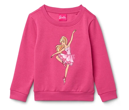 Růžová mikina s obrázkem baletky Barbie.
