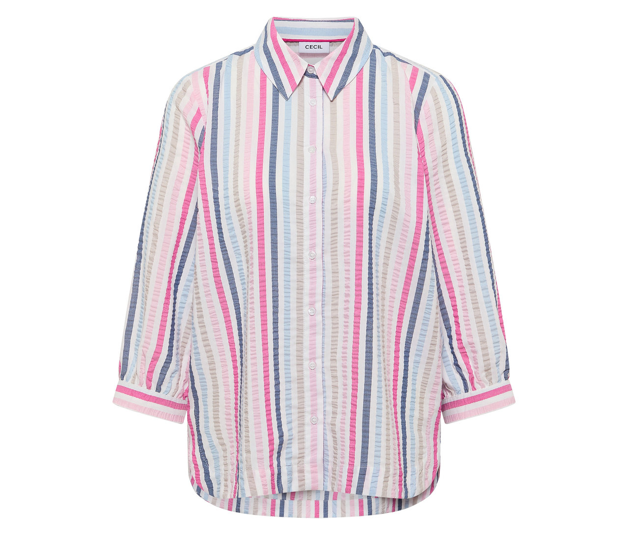 Je vidět košilová halenka CECIL s barevnými pruhy.