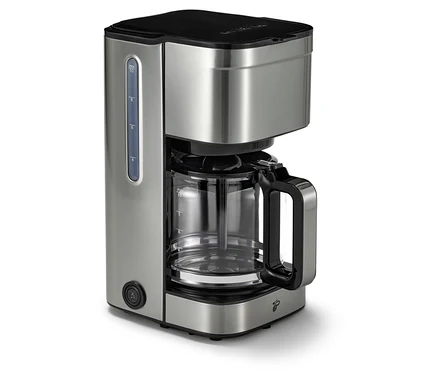 Detailní pohled na stříbrný překapávač na kávu »Let's Brew Elegant«.