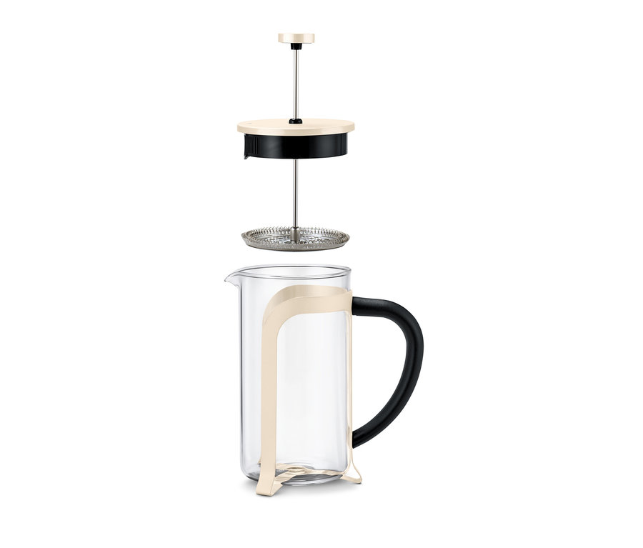 Rozložená konvička french press 800 ml, 6 šálků, v béžové barvě.