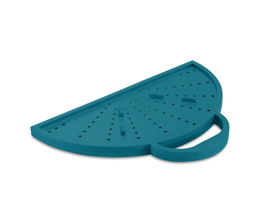 Tyrkysový multifunkční kryt na pánev 3 v 1 s otvory a držadlem.
