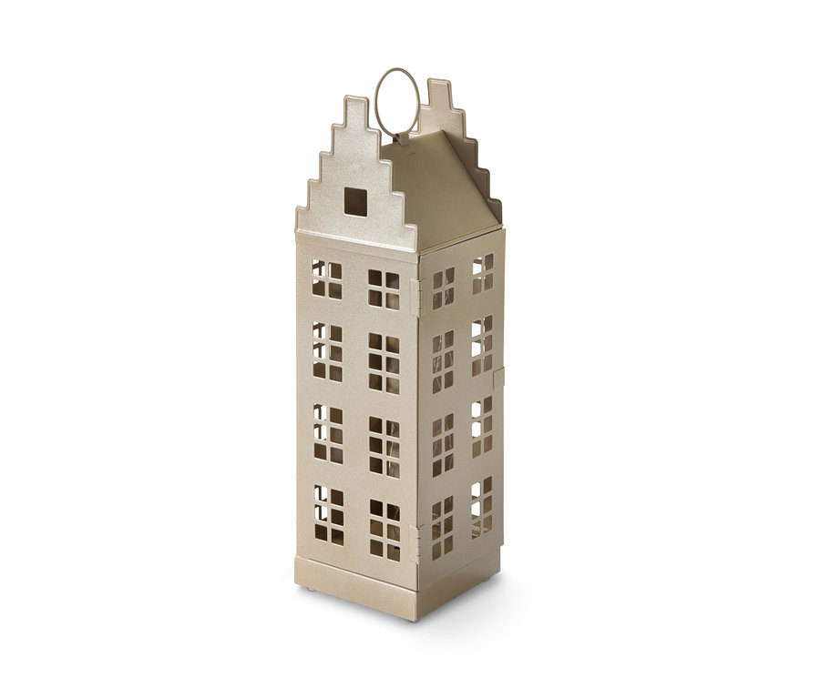 Úzká venkovní lucerna s LED ve tvaru domu.