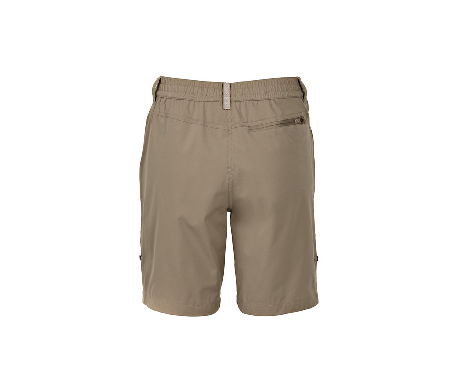 Béžové softshellové funkční šortky zezadu.