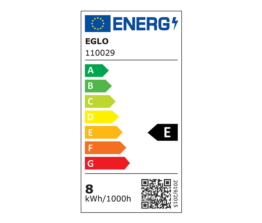 Energetický štítek spotřebiče třídy E.