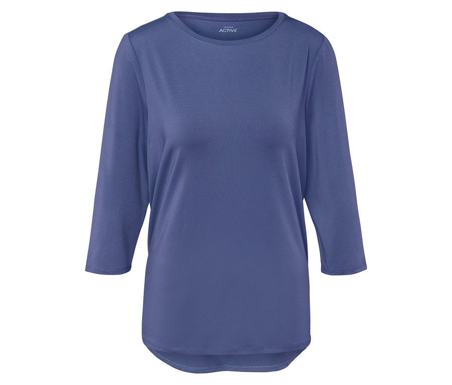 Modré tričko s 3/4 rukávy.