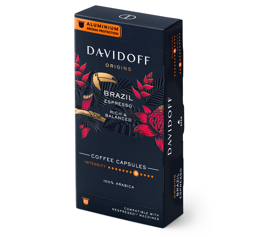 Balení kapslí DAVIDOFF CAFÉ ORIGINS Brazil.