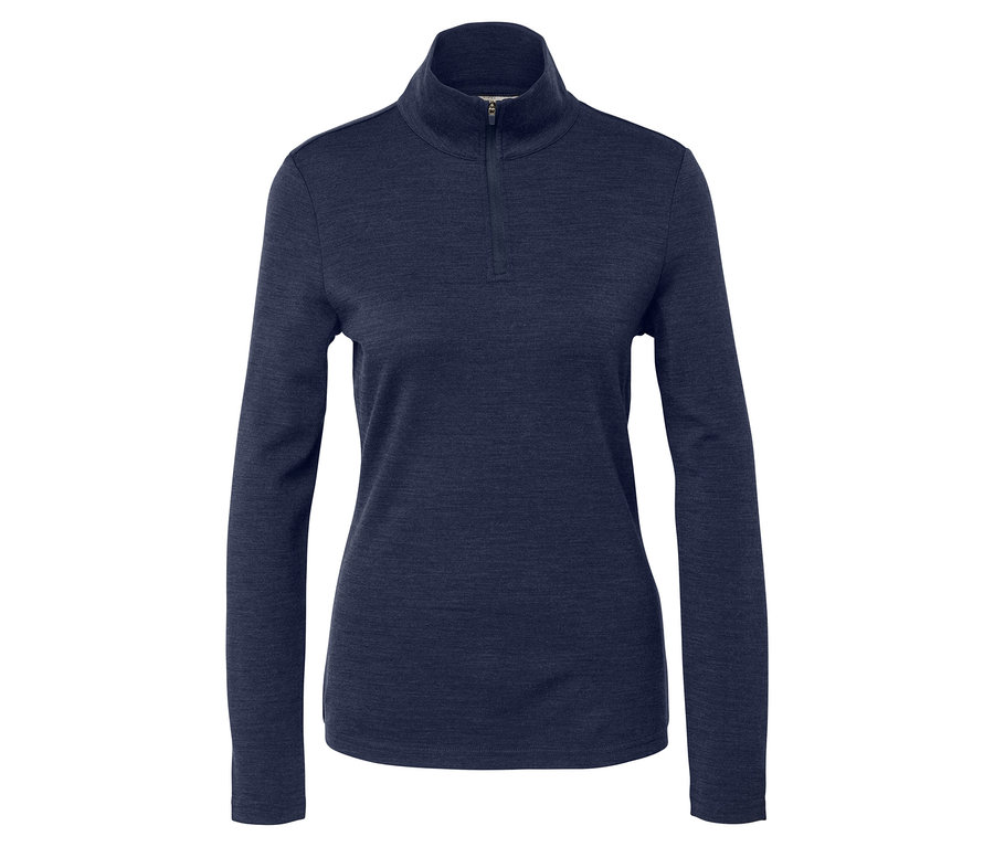 Tmavě modré funkční triko s dlouhým rukávem a certifikovanou vlnou RWS.