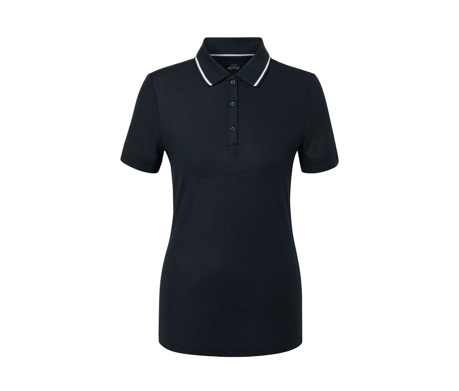 Tmavě modrá funkční polokošile s bílým lemem na límci.