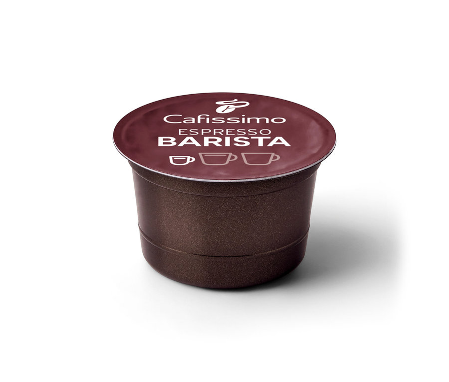 Detailní záběr hnědé kapsle Cafissimo BARISTA Espresso.