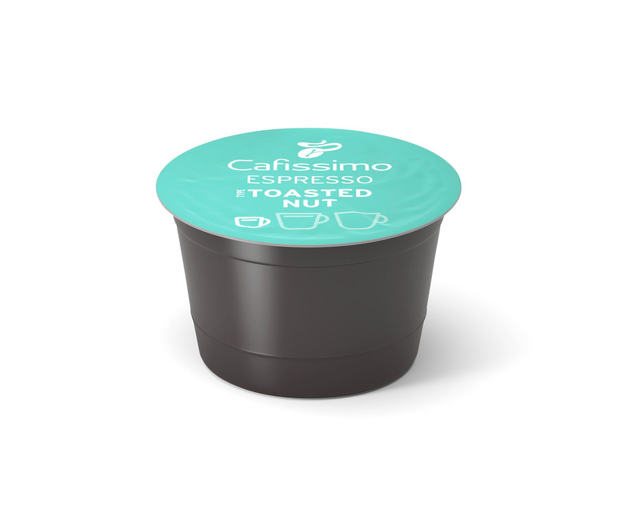Kapsle Cafissimo Flavoured Espresso - Toasted Nut leží na bílém pozadí.