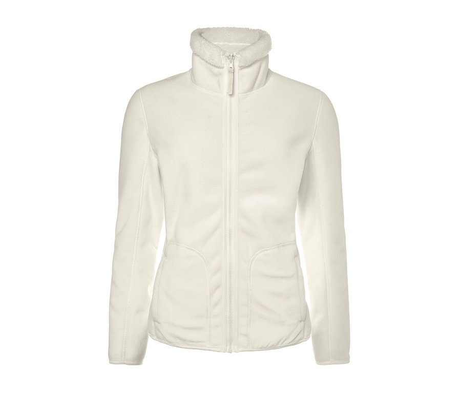 Béžová oboustranná bunda z mikroflísu a hebkého plyše se zipem.