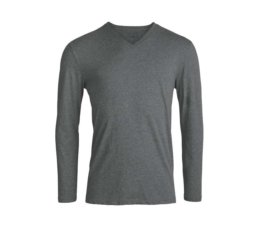 Šedé pyžamo s dlouhým rukávem a výstřihem do V.