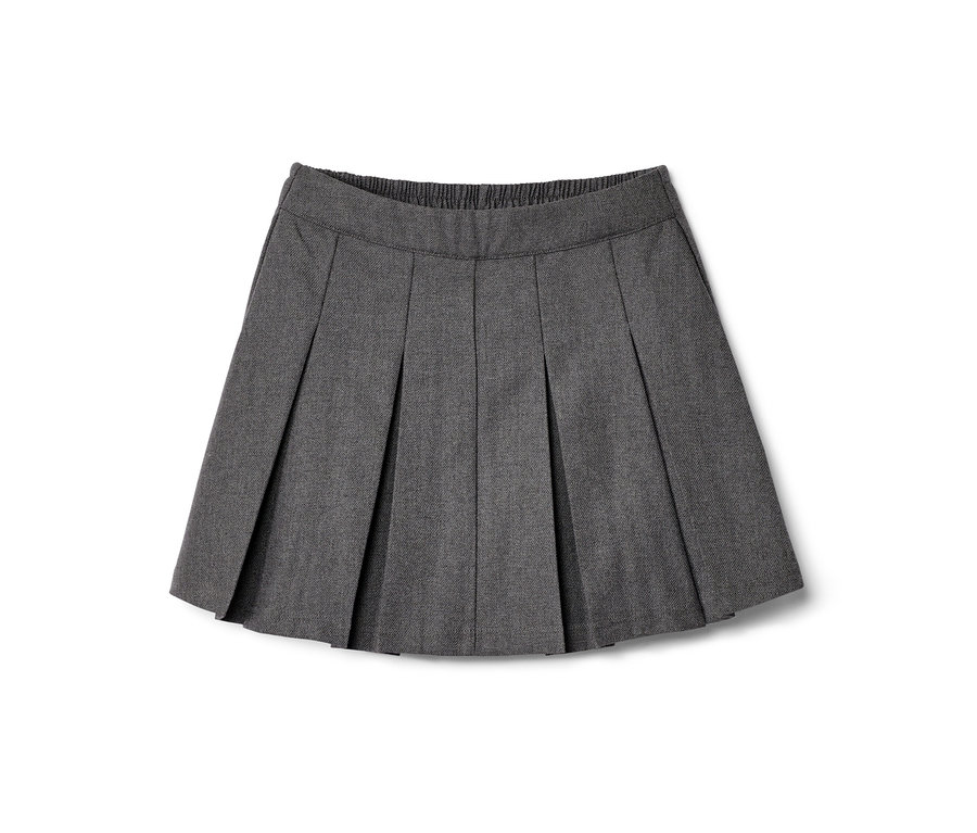 Šedá dívčí kalhotová sukně s plisováním.