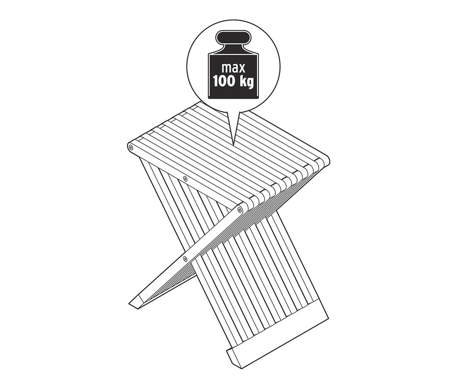 Ilustrace skládací stoličky.