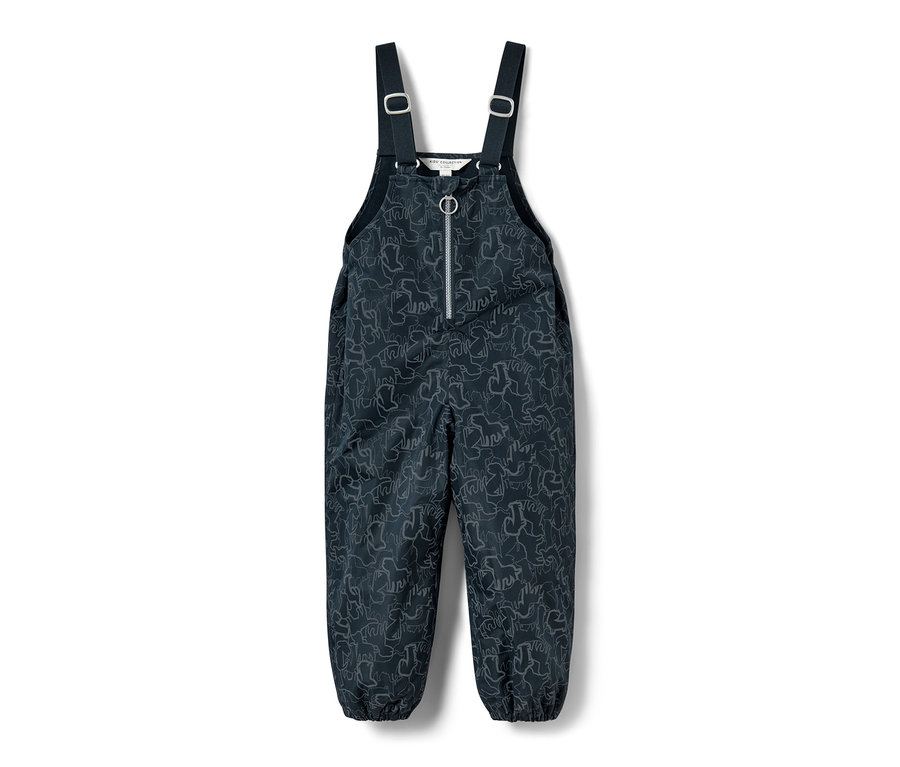 Tmavě modré dětské termokalhoty do deště s reflexními prvky.