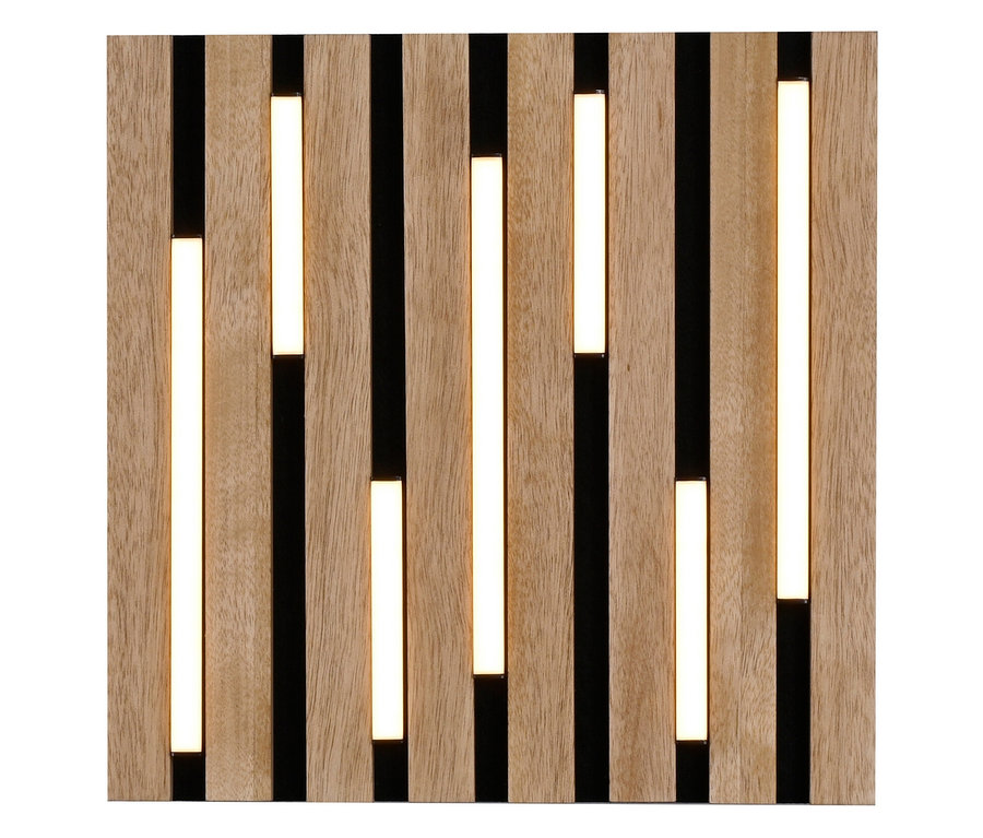 Dřevěný panel svisle rozdělený černými a bílými pruhy.