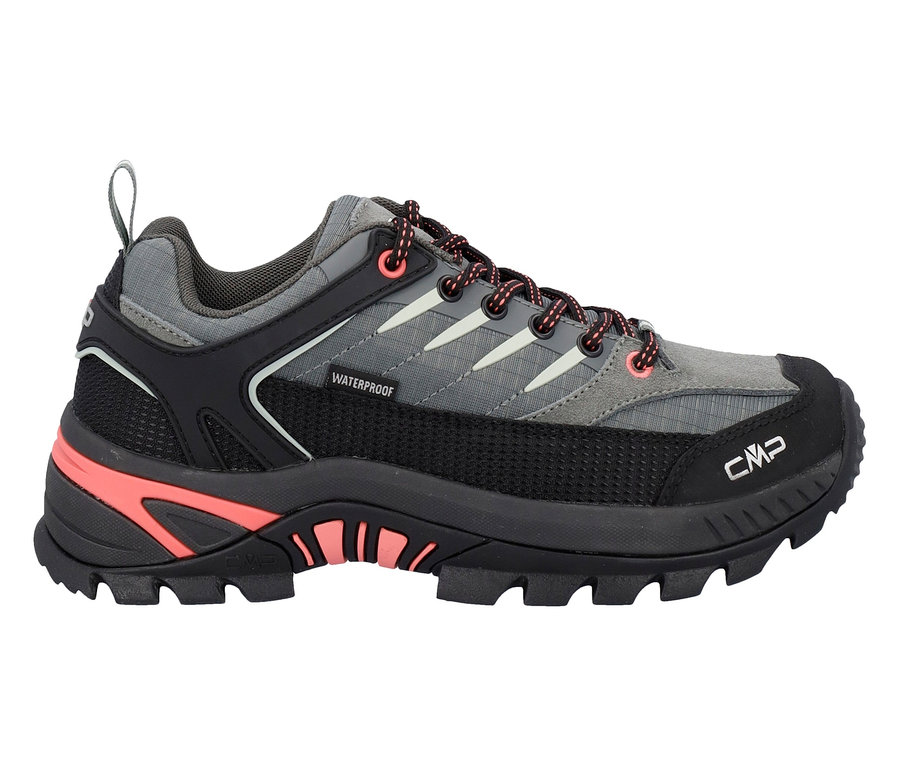 Šedo-černá outdoorová obuv CMP s korálovými akcenty.