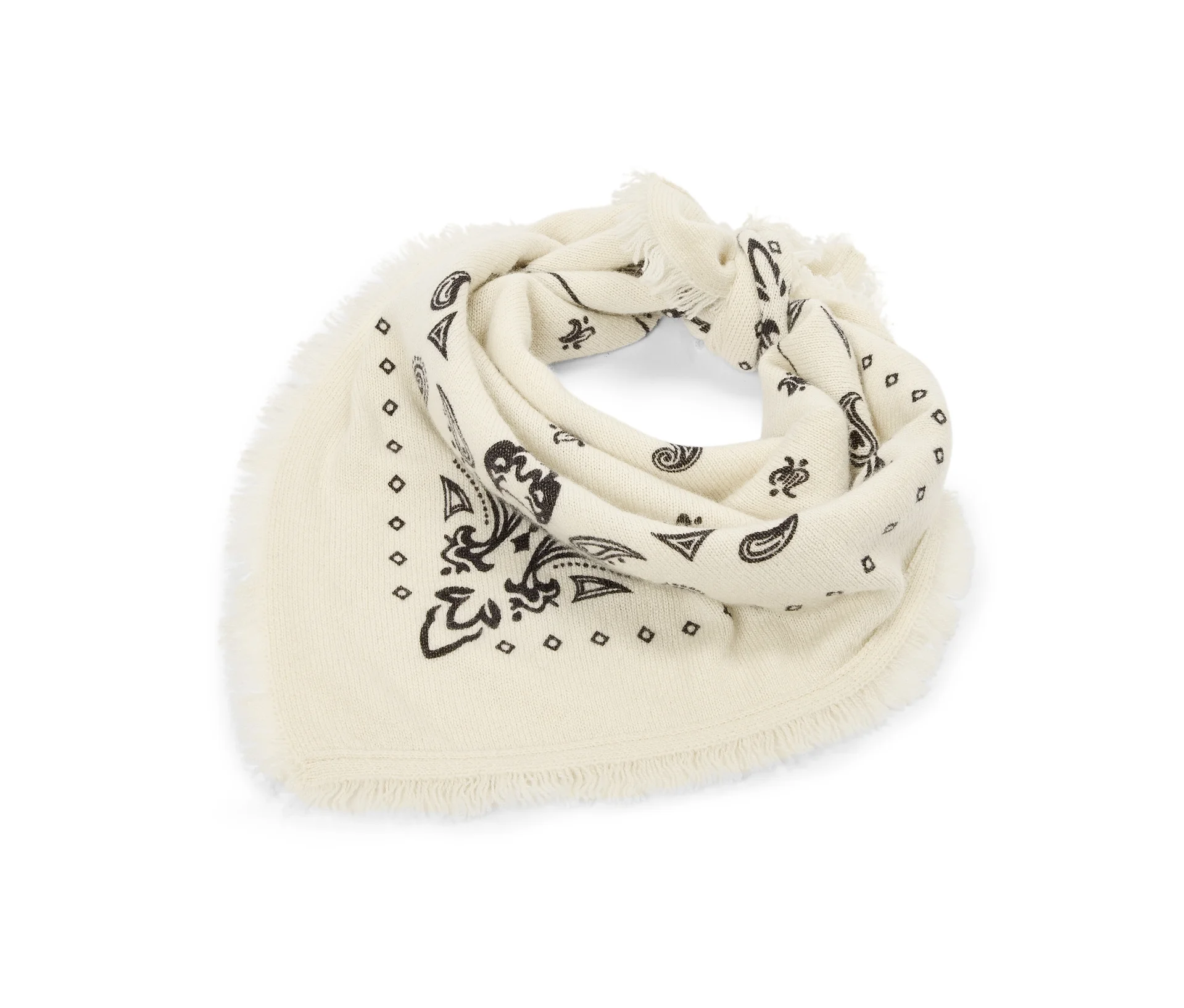 Tchibo - Pletený šátek bandana s vlnou a kašmírem, krémová