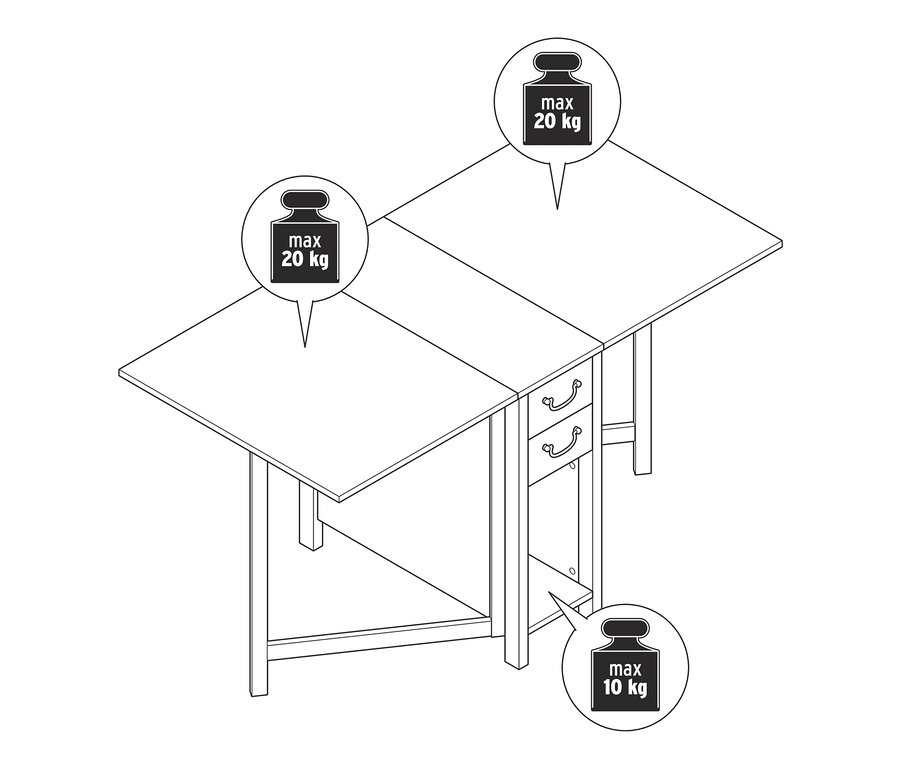 Ilustrace rozkládacího kuchyňského stolu.