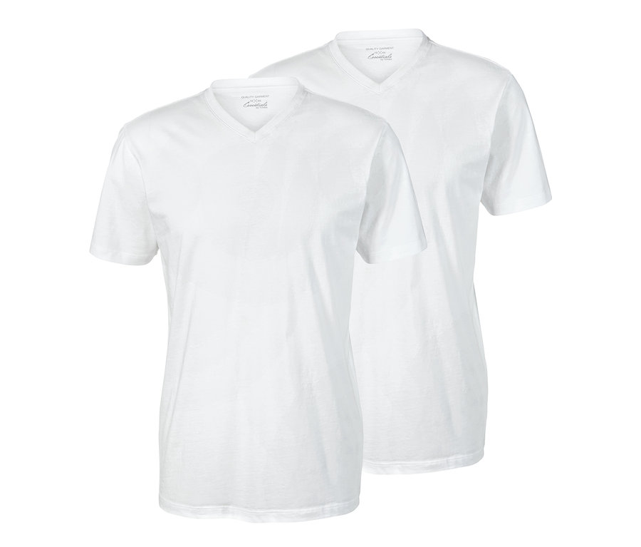 Dvě bílá trička s výstřihem do V, 2 ks.