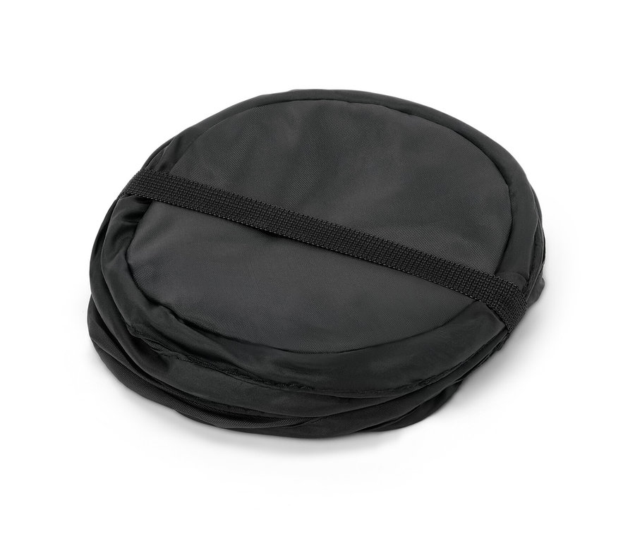 Skládací odpadkový koš v černé barvě.