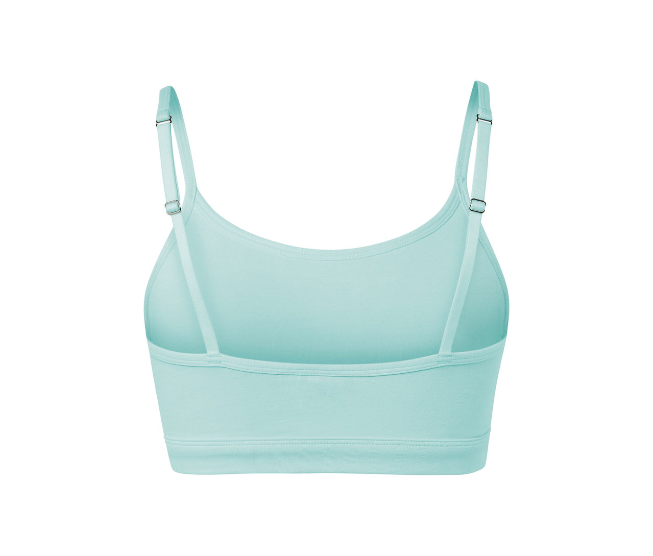 Detail zadní strany světle tyrkysové podprsenky, 2 ks.