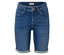 Tmavě modré džínové šortky na bílém pozadí.