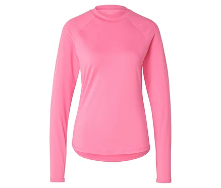 Růžový sportovní top s dlouhým rukávem leží na bílém pozadí.