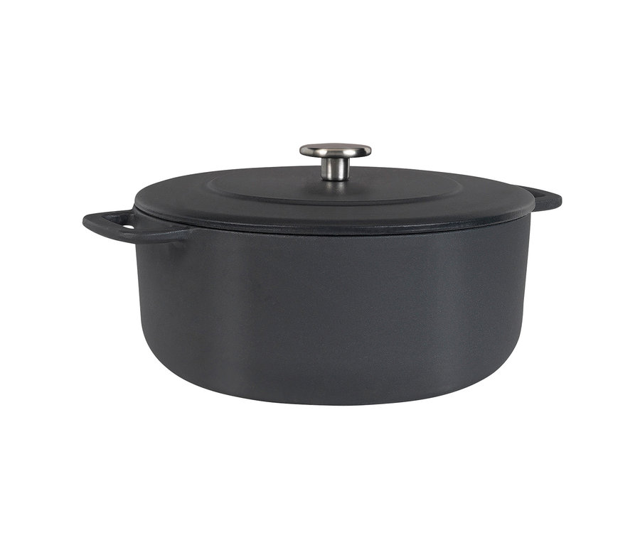 Černý litinový pekáč COMBEKK »Sous-Chef« o průměru cca 24 cm.