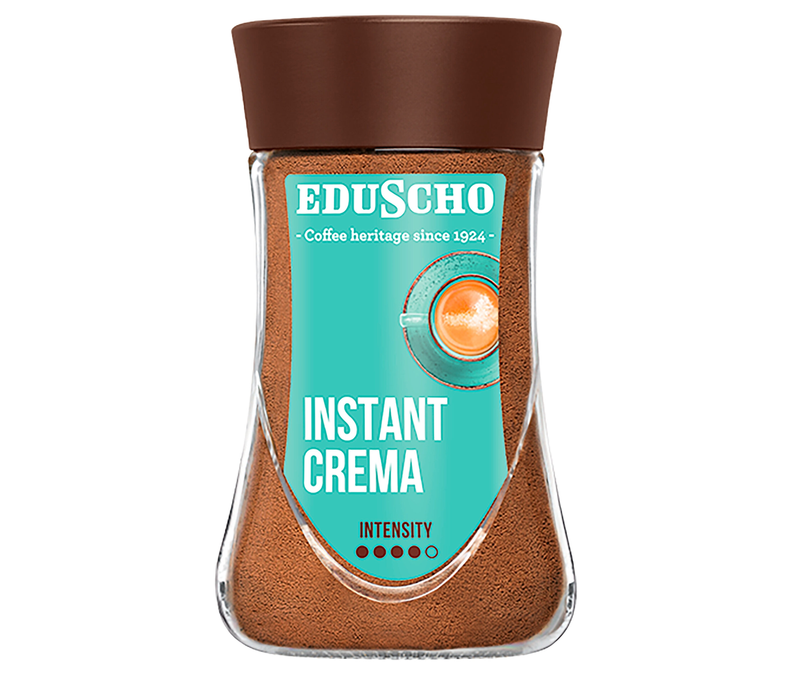 Sklenice instantní kávy EDU Instant Crema 180 g.