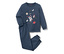 Oberteil mittelblau mit mehrfarbigem Weltraum-Print, Hose mittelblau