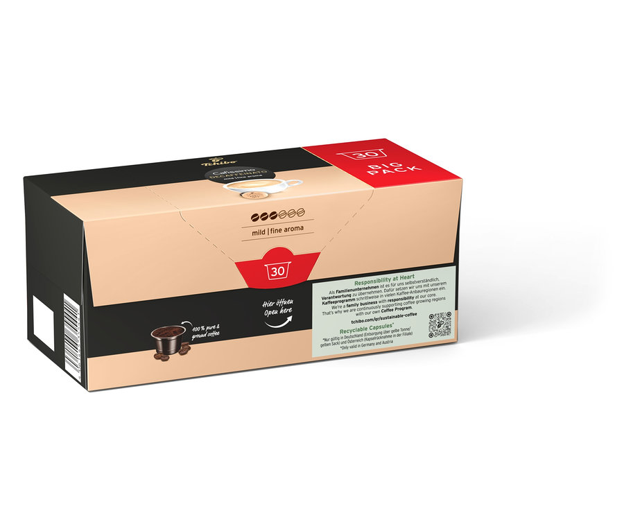 Balení Cafissimo Decaffeinato s 30 kapslemi.